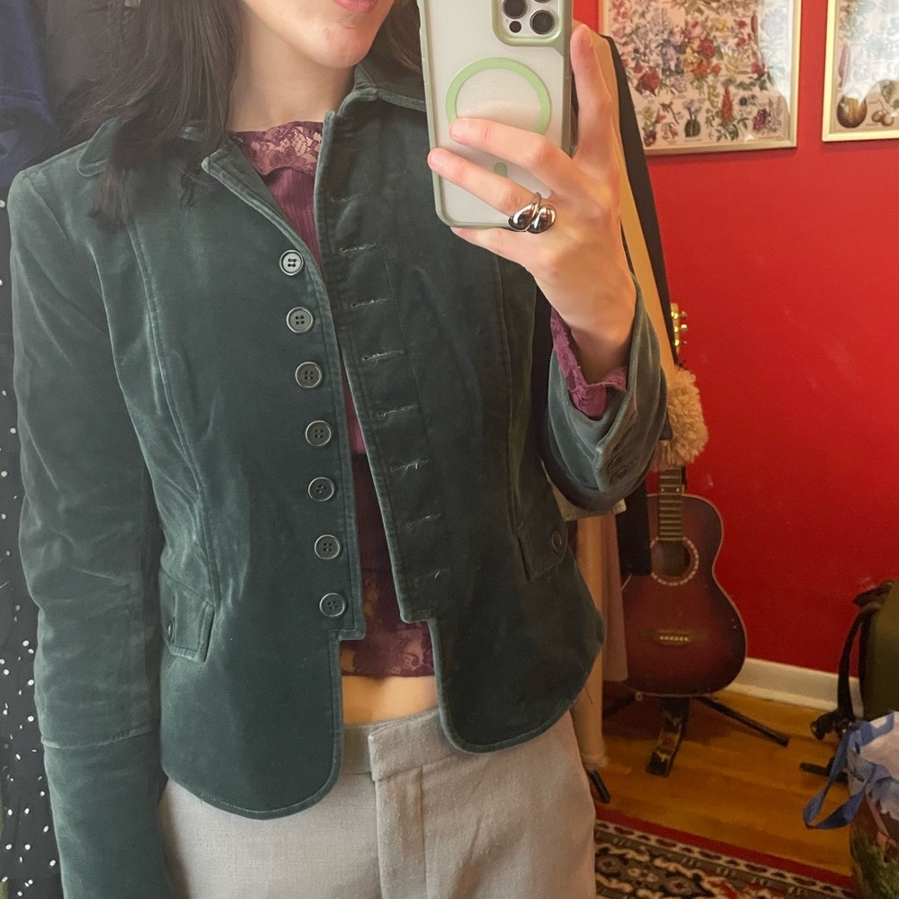 Women's Vintage Green Velvet Jacket (Theory)